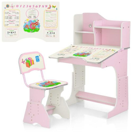 фото Детская регулируемая парта Bambi HB-2071(2)-02-7 со стульчиком (розовая)