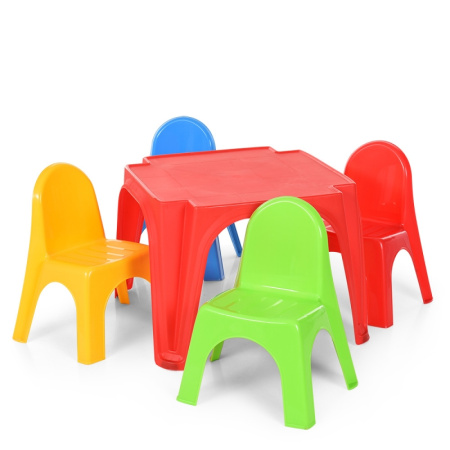 фото Детский пластиковый столик со стульчиками 52-900 SET OF TABLE AND 4 CHAIRS (красный)