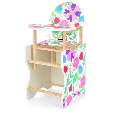 фото Стульчик для кормления деревянный М V-112-7PU Цветы трансформер экокожа