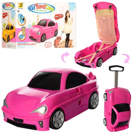 фото Дорожный чемодан-машина для девочек MK 1211 выдвижная ручка на колесах