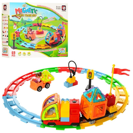 фото Конструктор для детей 9069A ЖД локомотив (69 деталей)