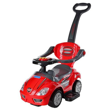 фото Детская машинка каталка Z 382-3 толокар с родительской ручкой (красная)