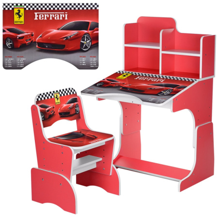 фото Парта со стульчиком для детей W 2071-63-4 машина Ferrari (красная)