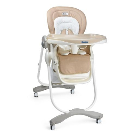 фото Стульчик для кормления с выдвижным столиком DOLCE M 3236-6 на колесиках (кремовый)