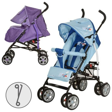 фото Коляска для детей BambiM 2104-1 прогулочная (голубая и фиолетовая)