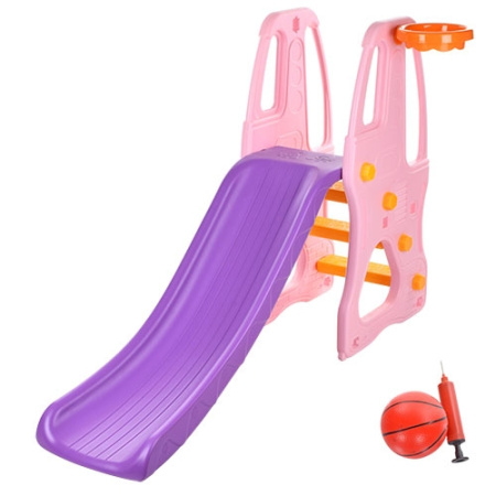 фото Горка для детей YG2016-7 с баскетбольным кольцом (розовая)