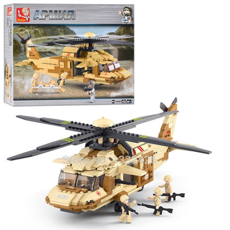 фото Детский конструктор SLUBAN M38-B0509 Армия вертолет военный (439 деталей)