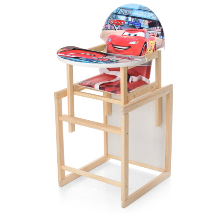 фото Деревянный стульчик для кормления М K-122-7PU Тачки трансформер ремни экокожа