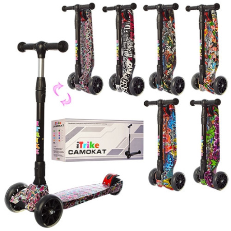 фото Самокат для детей iTrike JR 3-060-7 три колеса складной (руль 73-86 см)