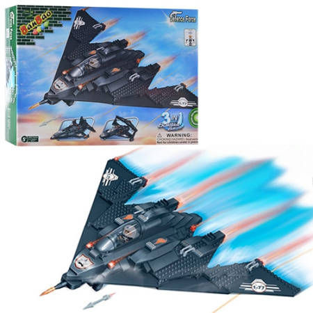 фото Конструктор для детей 3в1 BANBAO 8477 военный самолет (402 детали)