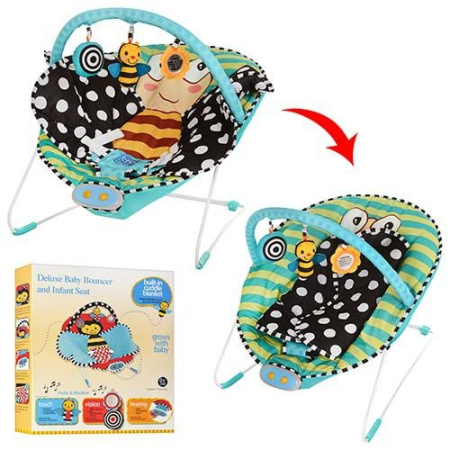 фото Шезлонг для младенцев M 2721-2 Бабочка качалка (бирюзово-черная)