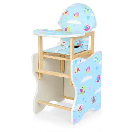 фото Деревянный стульчик-трансформер для кормления М K-112-39PU Птички экокожа