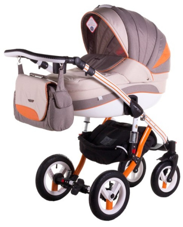фото Коляска 2 в 1 Adamex Aspena Grand Prix Collection orange-white 620256