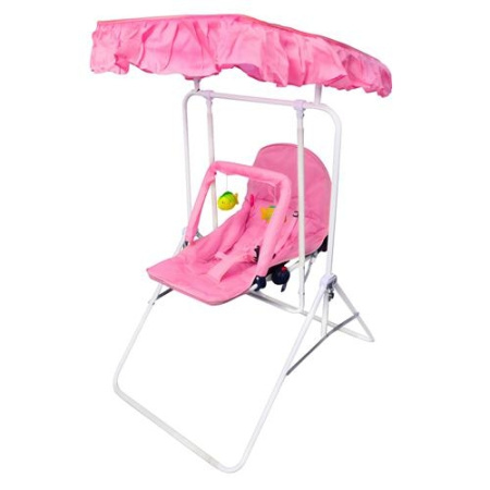 фото Детская качель с регулируемой спинкой HB 318, навес, подвесные игрушки (М 0396)