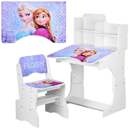 фото Парта со стульчиком для детей W 2071-43-5 регулируемая высота Холодное сердце (белая)