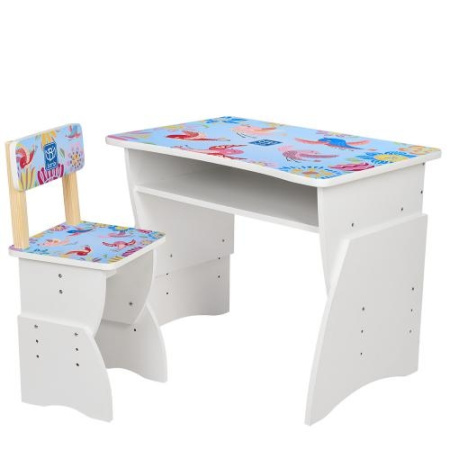 фото Детская парта со стульчиком 905-1 регулируемая высота (голубые птички)