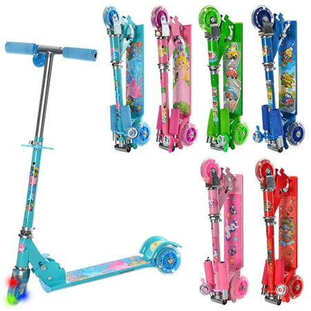 фото Самокат складной BB 3-010 3-х колесный, свет (6 видов)