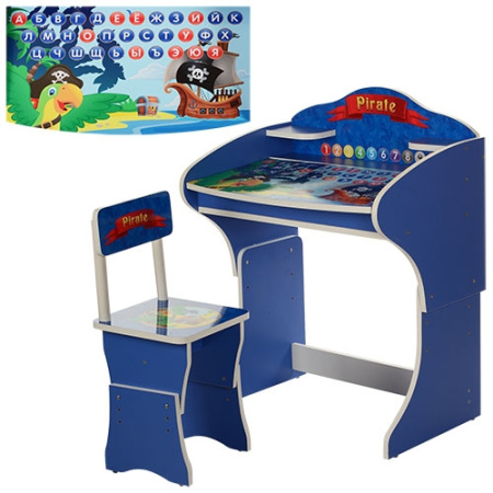 фото Парта растишка Vivast MV-901-13-2 (голубая пираты)