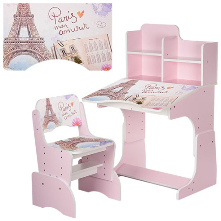 фото Парта Bambi B 2071-20 с полочками (розовая, Париж)