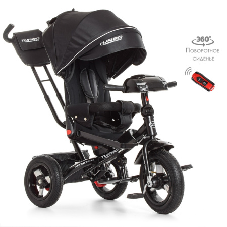 фото Колясочный трехколесный велосипед Turbotrike M 4060-20 с поворотным сиденьем и пультом (черный)