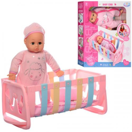 фото Мягконабивной пупс WZJ018-1-2 с кроватью и одеялом