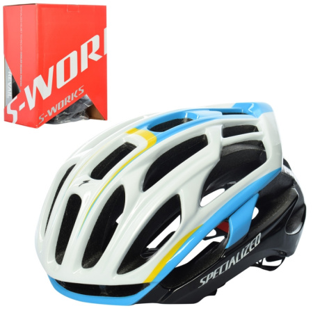 фото Защитный шлем для взрослых S-WORKS AS180072-1 размер M 30 отверстий (бело-голубой)