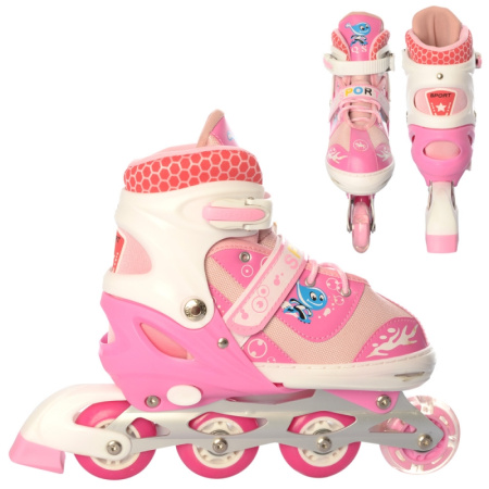 фото Детские раздвижные ролики A 19200-1-L(39-42) с алюминиевой рамой (розовые)