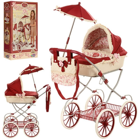 фото Коляска для куклы классика 81015 корзина сумка зонтик
