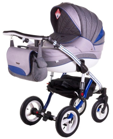 фото Коляска 2 в 1 Adamex Aspena Grand Prix Collection blue-white 620257