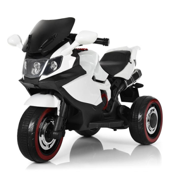 Детский электромотоцикл Bambi M 3680L-1 кожаное сиденье и светящиеся колеса (белый)