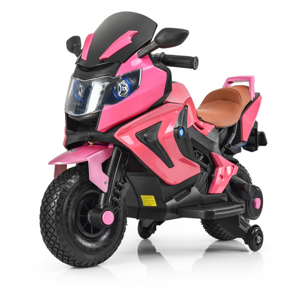 Детский мотоцикл Bambi M 3681ALS-8 резиновые колеса и автокраска (розовый)