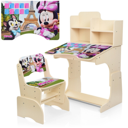 фото Парта с полочками Bambi W 2071-7-3 регулируемая по высоте (венге светлый Minnie)