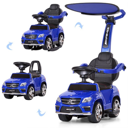 фото Каталка-толокар для детей Mercedes AMG M 3186L-4(2) с родительской ручкой и крышей (синий)