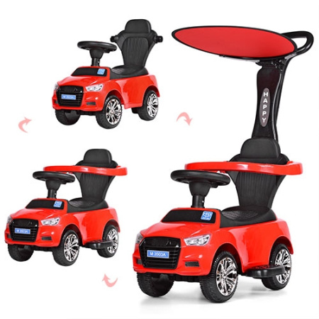 фото Детская каталка-толокар Audi M 3503A-3(2) с родительской ручкой и крышей (красная)