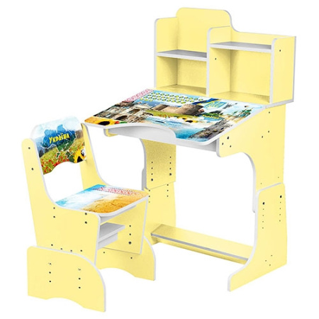 фото Парта Bambi B 2071-30 с полочками (желтая, Украина)