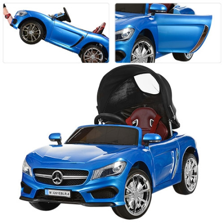 фото Электромобиль для детей Mercedes M 3261EBLR-4 с откидной крышей (синий)