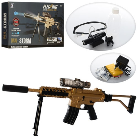 фото Детский автомат 3342 M4-Storm водяные пули очки фонарик (87см)