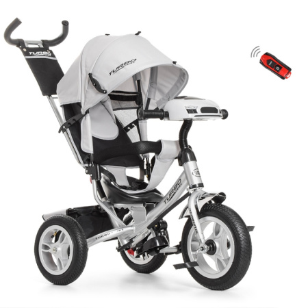 фото Детский трехколесный прогулочный велосипед TurboTrike M 3115HA-19 надувные колеса (серый)