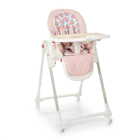 фото Детский стульчик для кормления El Camino ME 1037 CRYSTAL Watermelon Pink кожаный (розовый арбузы)