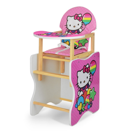 фото Стульчик для кормления деревянный М V-112-49-PU Hello Kitty трансформер экокожа
