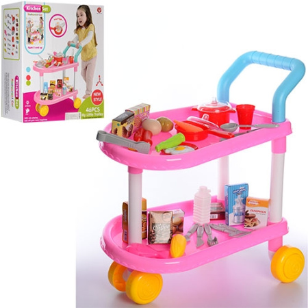 фото Игровой набор тележка для посуды 922-60 посуда продукты (446 деталей)