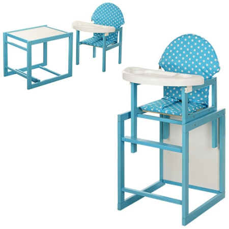 фото Стульчик – трансформер VIVAST М V-100 K-Г-2 крашенный (голубой в горох)