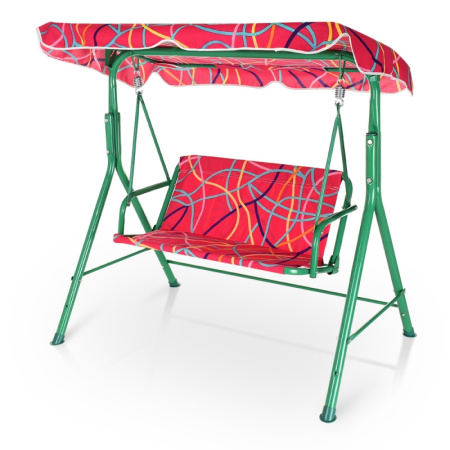 фото Качели садовые металлические Bambi M 4019-3 с крышей (красные)