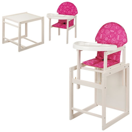 фото Стульчик – трансформер VIVAST М V-100 К-Б-6 крашенный (малиновый с фруктами)