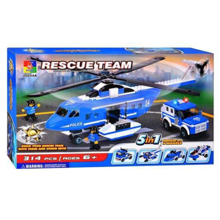 фото Детский  игровой конструктор JUBILUX J 5654 A "Вертолет" (305 деталей)
