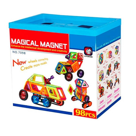 фото Детский магнитный конструктор 7098 транспорт (98 деталей)