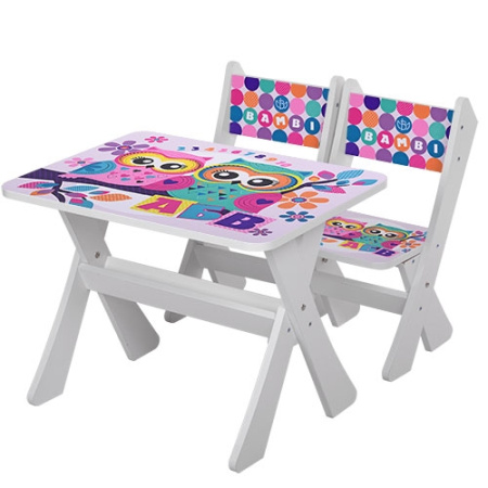 фото Столик со стульчиками для детей М 2100-11 Совы (белый)