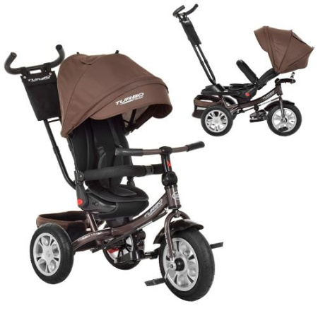 фото Детский трехколесный велосипед TurboTrike M 3646A-13 надувные резиновые колеса (шоколадный)