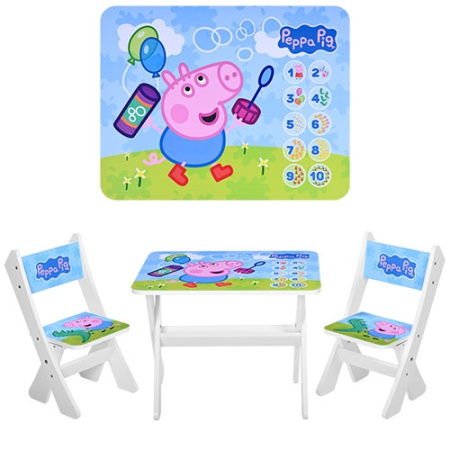 фото Столик со стульчиками для детей М 2100-01 свинка Пеппа (белый)