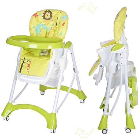 фото Стульчик для кормления Bambi M 3235-2 с кожаным чехлом и съемным столиком (салатовый)